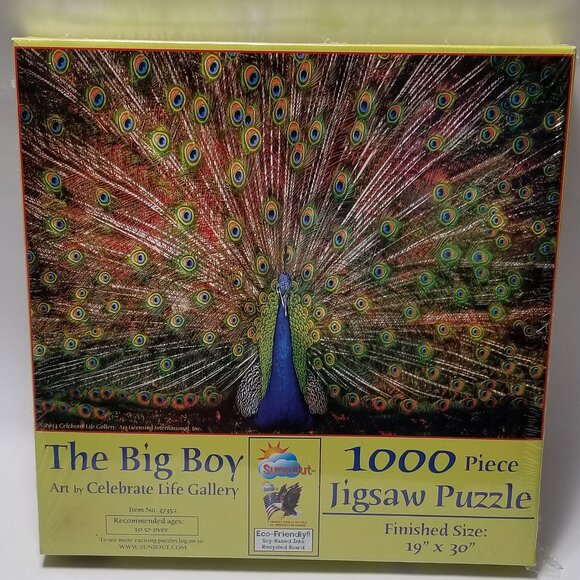 Sunsout Other - The Big Boy Art by Celebrate Life Gallery Peacock 1000 Piece Puzzle NIB SEALED